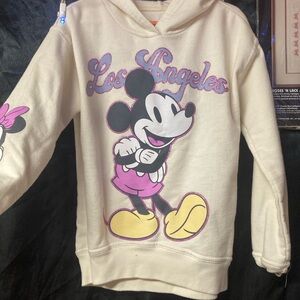 Disney Cream Hoodie with Mickey Mouse and Los Angeles Design